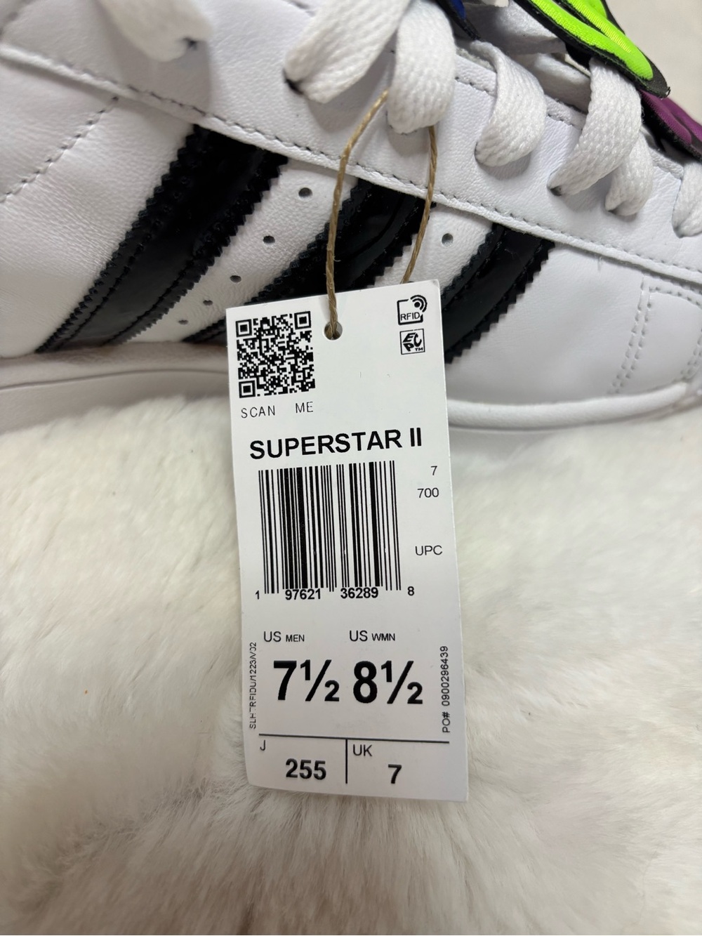 adidas White Superstar Sneakers with Neon Letter Charms - Picture 4 of 4